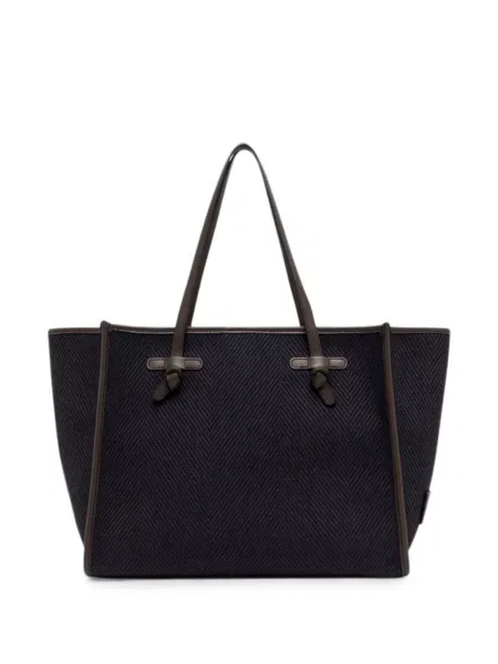 Geantă shopper Gianni Chiarini cu model herringbone albastru