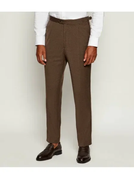 Oscar Jacobson De lână pantaloni Delon maro