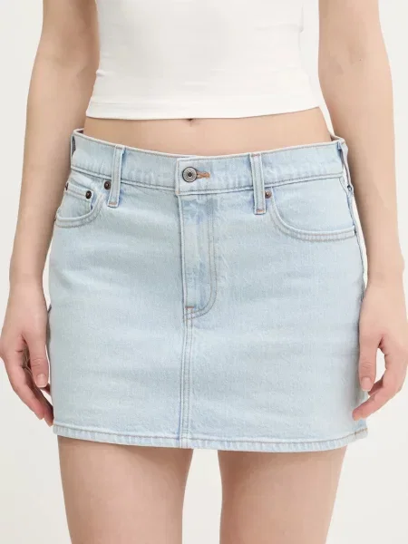 Abercrombie & Fitch spódnica jeansowa mini prosta niebieski