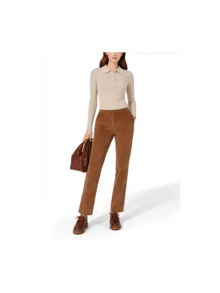 Koszulka polo Max Mara w paski z paskiem beżowa