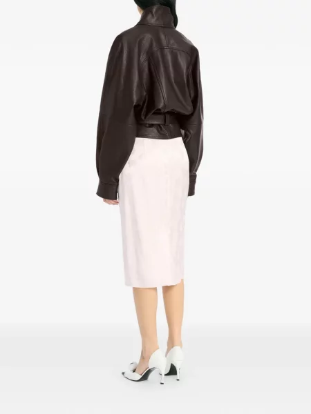 Kurtka skórzana Rotate Birger Christensen brązowa