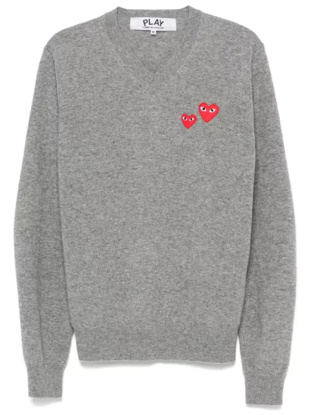 Pulover Comme Des Garcons Play cu motiv cu inimi gri