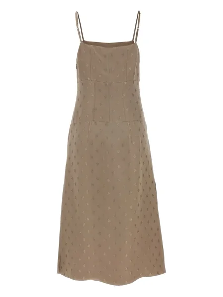 Rochie midi Fendi din satin până la genunchi de costum gri