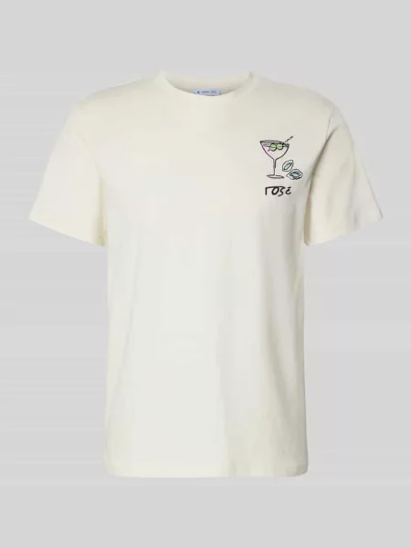 T-shirt z motywem i okrągłym dekoltem Manuel Ritz biała