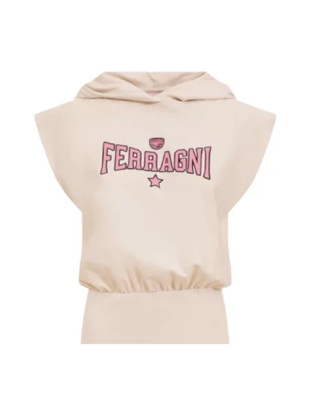 Sukienka Chiara Ferragni Collection z krótkim rękawem beżowa