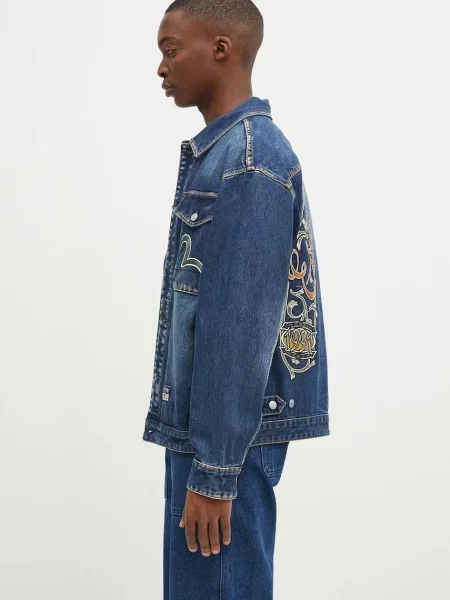 Evisu kurtka jeansowa Sheridan Daicock Printed granatowy przejściowa