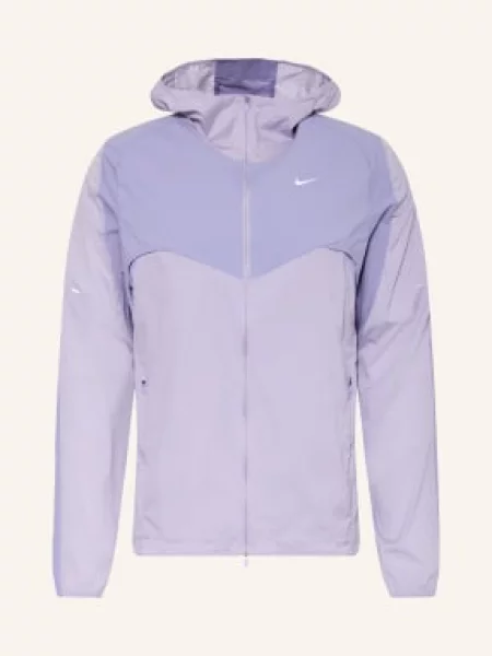 Nike Běžecká Bunda Stride Plus černošedá / světle fialová