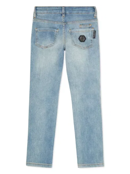 Jeansy straight leg dziecięce Philipp Plein niebieskie