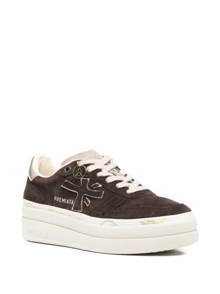 Sneakerși Premiata din piele de căprioară cu platformă maro
