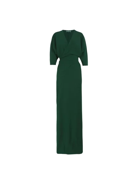 Jedwabna sukienka Cortana kopertowa garniturowa zielona