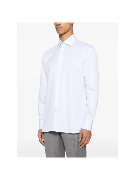 Koszula Zegna w paski z paskiem niebieska