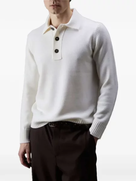Lung tricou polo Kangra alb
