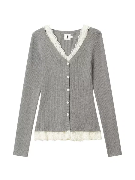 Cardigan B+ab din dantelă gri