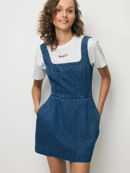BIZUU rochie din denim NARBONA albastru