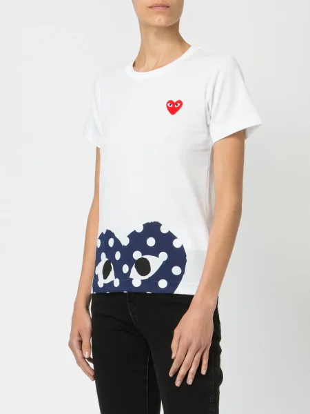 Tričko Comme Des Garçons Play s potiskem se srdcovým vzorem bílé