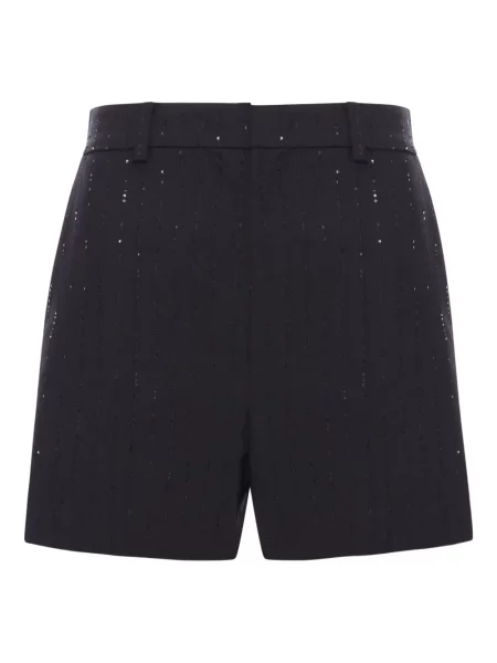 Pantaloni scurți Max Mara de lână de cristal negru