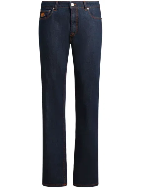 Дънки Etro с пейсли десен изрязани синьо