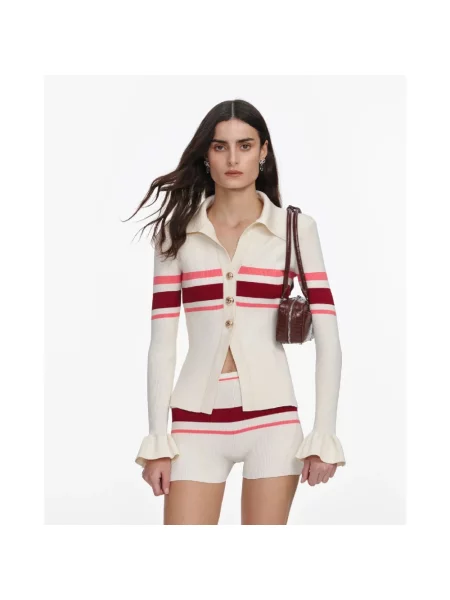 Dzianinowy kardigan Self-portrait prążkowany