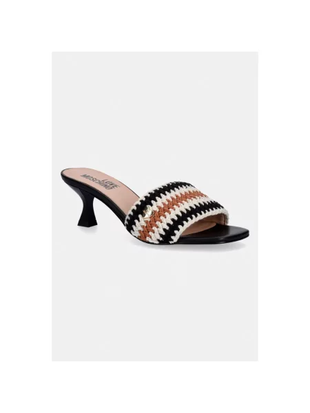 Klapki mules Love Moschino skórzane czarne