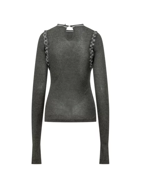 Lung tricou Msgm tricotate cu volane gri