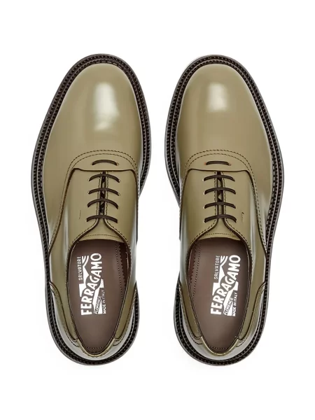 Oxford Ferragamo din piele verde