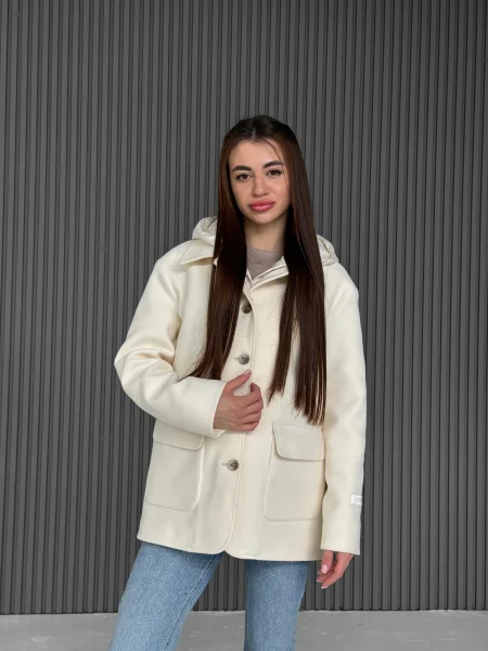 Пальто з утеплювачем D&V couture кашемір білий