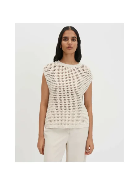 Someday Sweter Z Dzianiny Tarisela beige biały