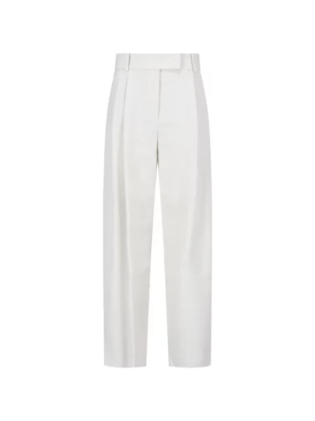 Pantaloni Giorgio Armani de mătase alb