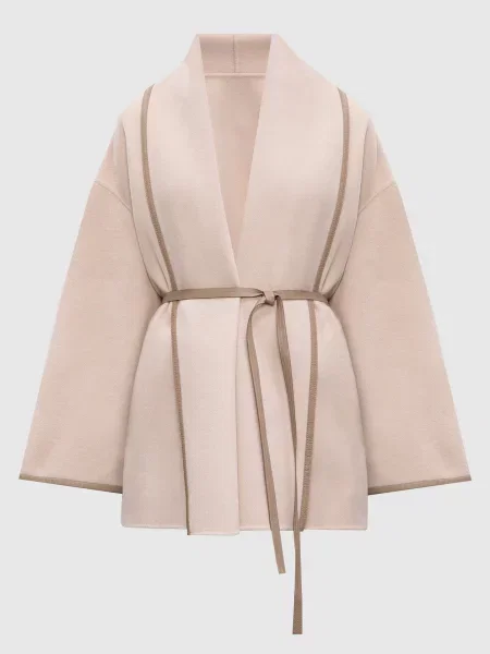Пальто на запах з вовни і кашеміру Yves Salomon бежеве