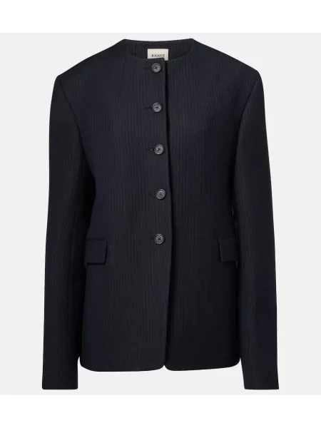 Geacă Khaite de lână cu dungi albastru