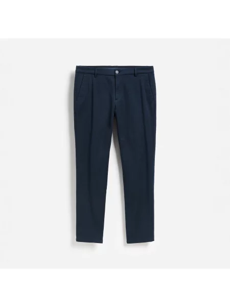 Reserved Slim fit kalhoty s mikro vzorem ocelově modrá