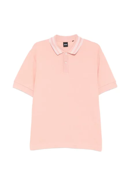Gulerat tricou polo Boss cu dungi roz