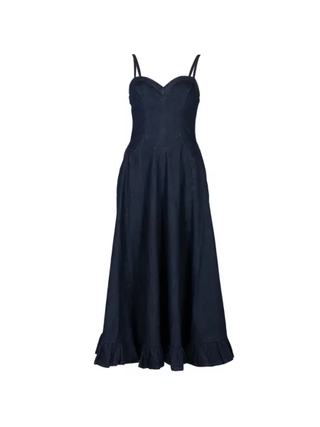 Rochie din denim Free People albastru
