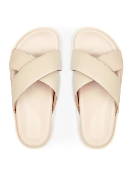 Кожаные шлепанцы Oldcom бежевые