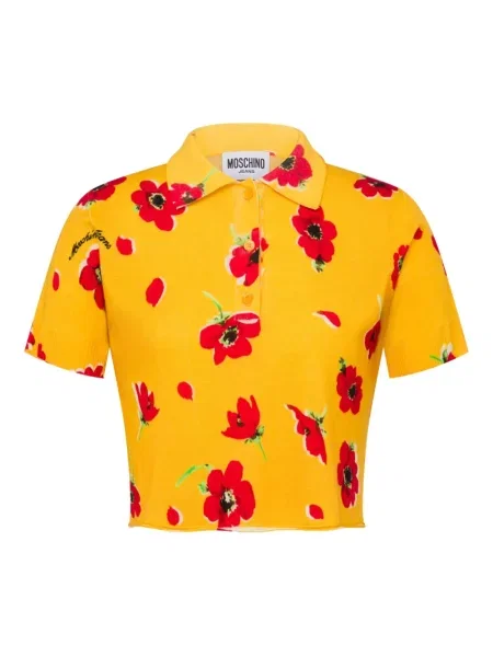 Polo Moschino Jeans o krotszym kroju żółte