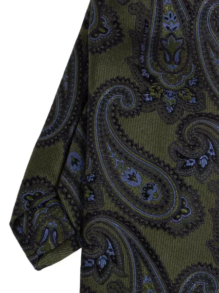 Selyem paisley mintás nyakkendő Etro nyomtatás zöld
