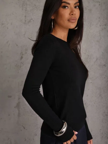 Sweter z Bawełną w Minimalistycznym Stylu Radeken czarny
