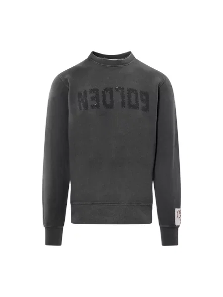 Bluza Golden Goose z logo z dekoltem w serek z dżerseju szara
