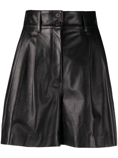 Pantaloni scurți Dolce & Gabbana cu talie înaltă din piele