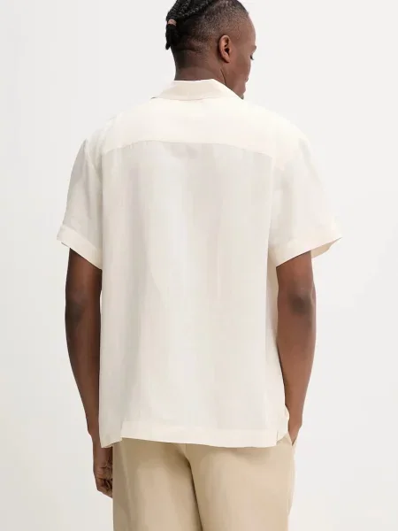 A.P.C. cămașă din amestec de in chemisette roy bărbați relaxed bej