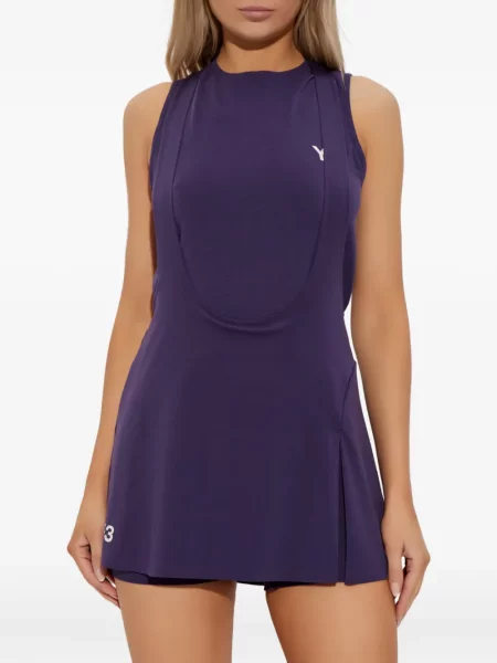 Rochie mini Y-3 plisată de costum violet