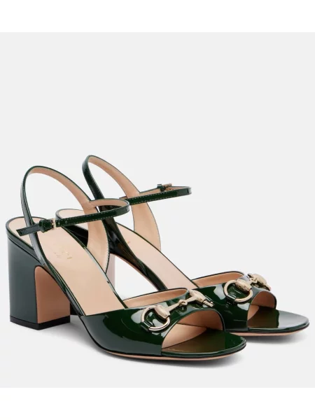 Sandale Gucci din piele de lac verde