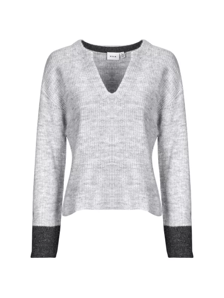 Pulover Vila z V-izrezom siva