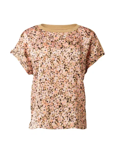 Comma casual identity Tričko olivová / starorůžová černá