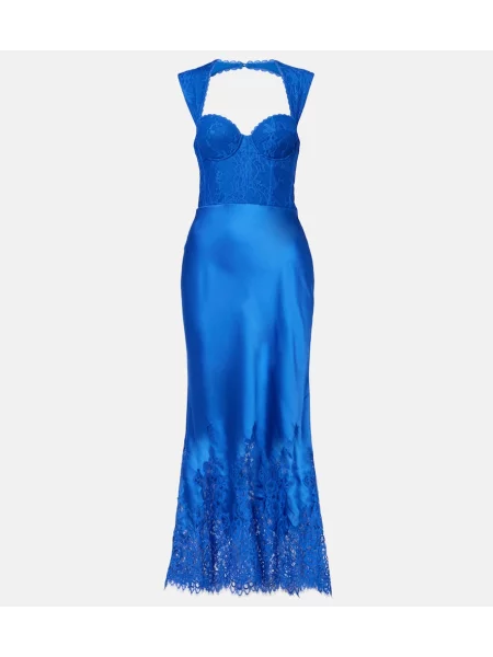 Rochie maxi Rebecca Vallance din satin de costum albastru