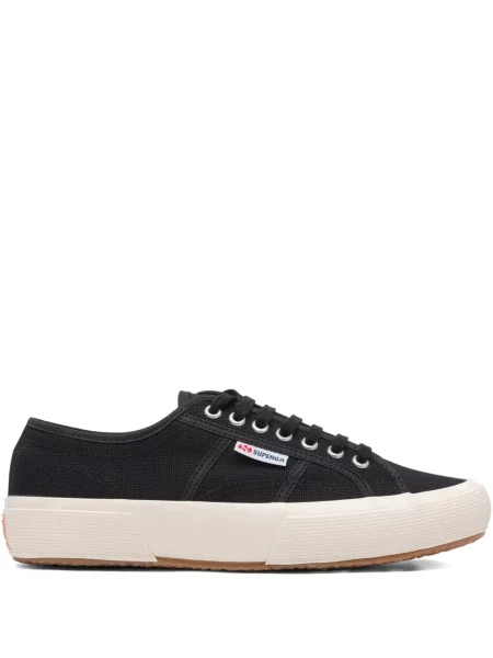 Sneakerși Superga cu șireturi din dantelă negru