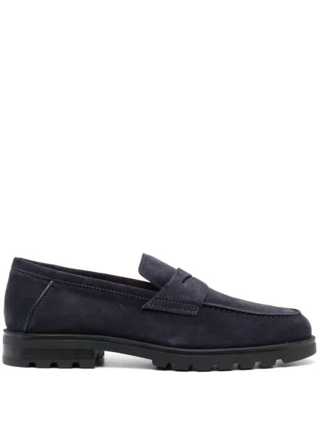 Pantofi loafer Santoni din piele de căprioară albastru