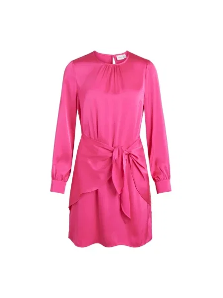 Mała mały sukienka mini Vila z długim rękawem różowa