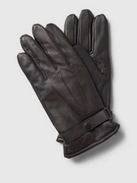 Barbour rękawiczki skórzane brązowy