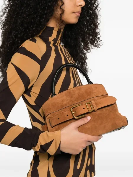 Geanta de piele Marc Jacobs din piele cu cataramă maro